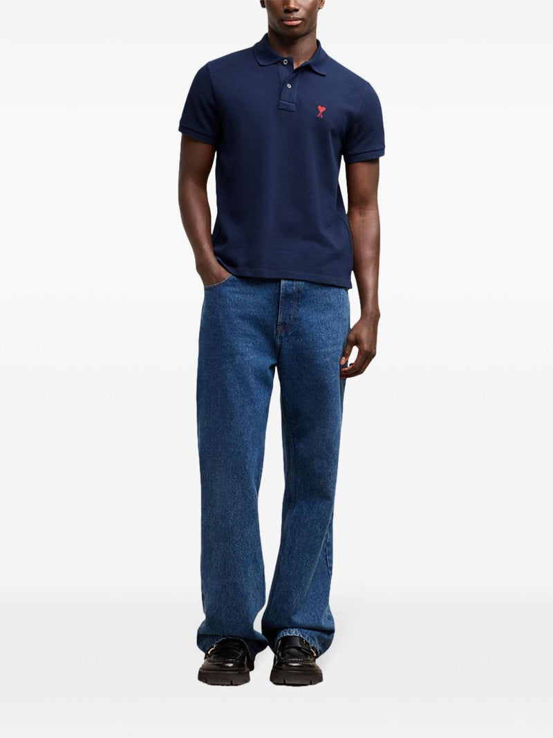 Ami Paris Ami De Coeur cotton polo shirt | Urbalenti™ NYC