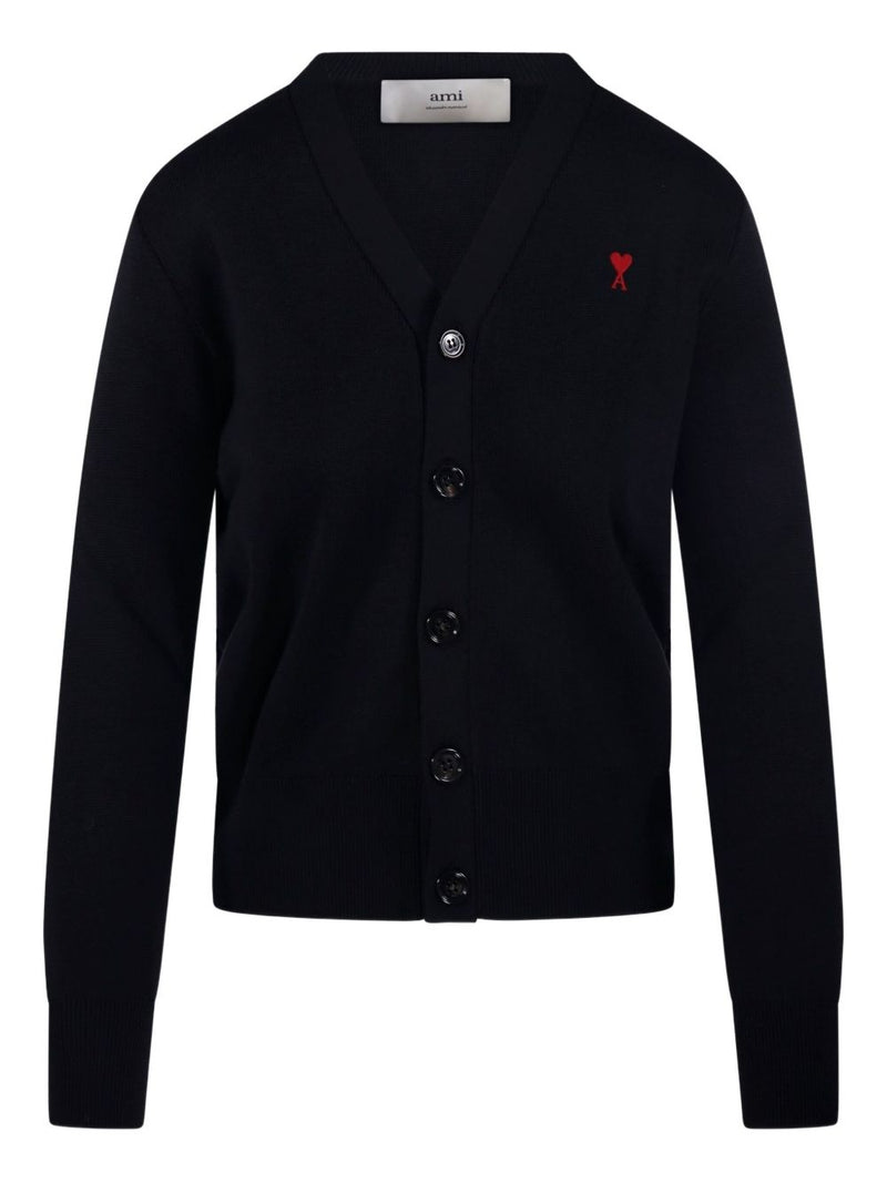 Ami Paris De Coeur detail Ami De Coeur wool cardigan | Urbalenti™ NYC