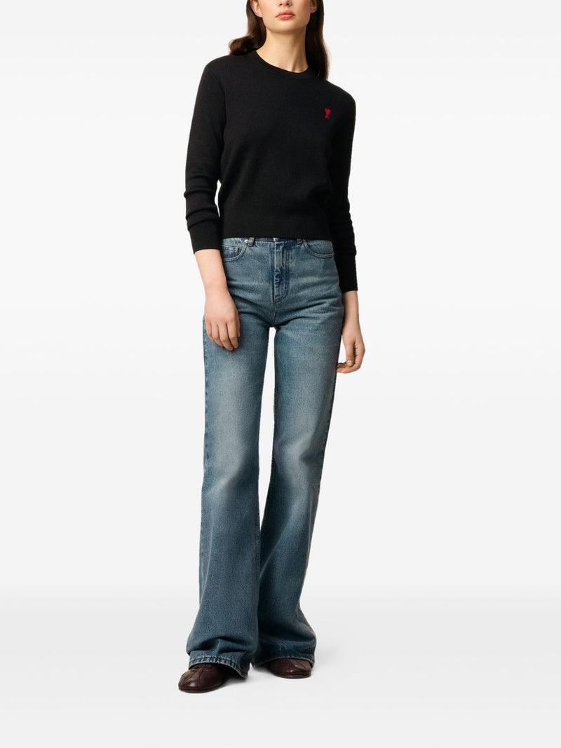 Ami Paris Coeur monogram motif Ami De Coeur wool sweater | Urbalenti™ NYC