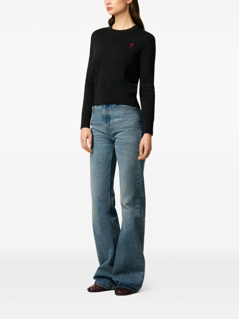 Ami Paris Coeur monogram motif Ami De Coeur wool sweater | Urbalenti™ NYC