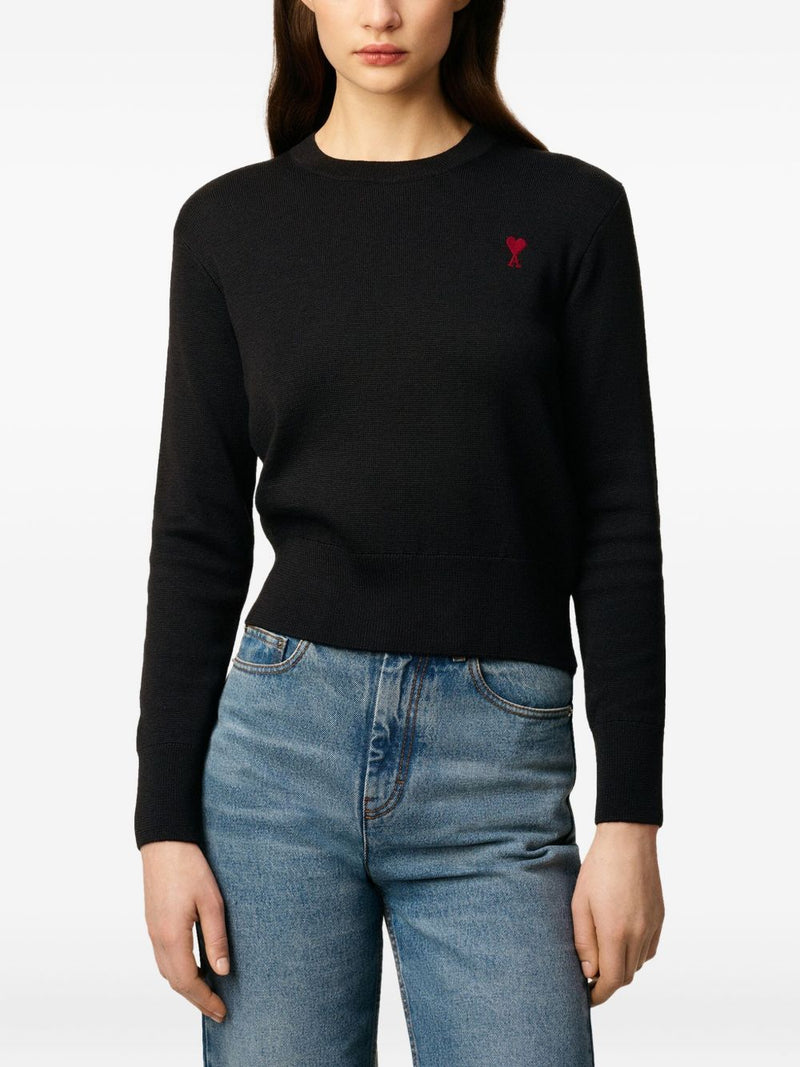 Ami Paris Coeur monogram motif Ami De Coeur wool sweater | Urbalenti™ NYC