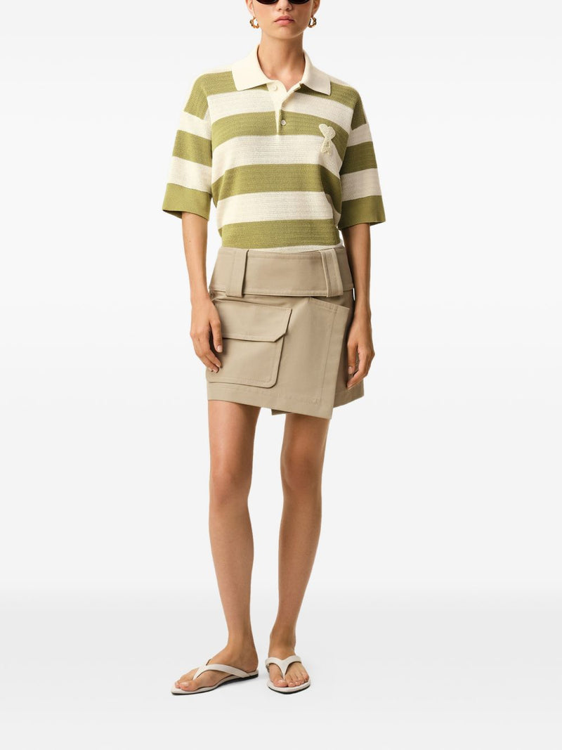 Ami Paris Ami De Coeur striped polo shirt | Urbalenti™ NYC