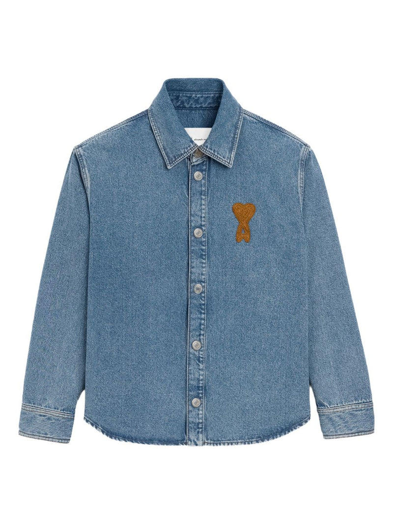Ami Paris Ami De Coeur denim shirt | Urbalenti™ NYC
