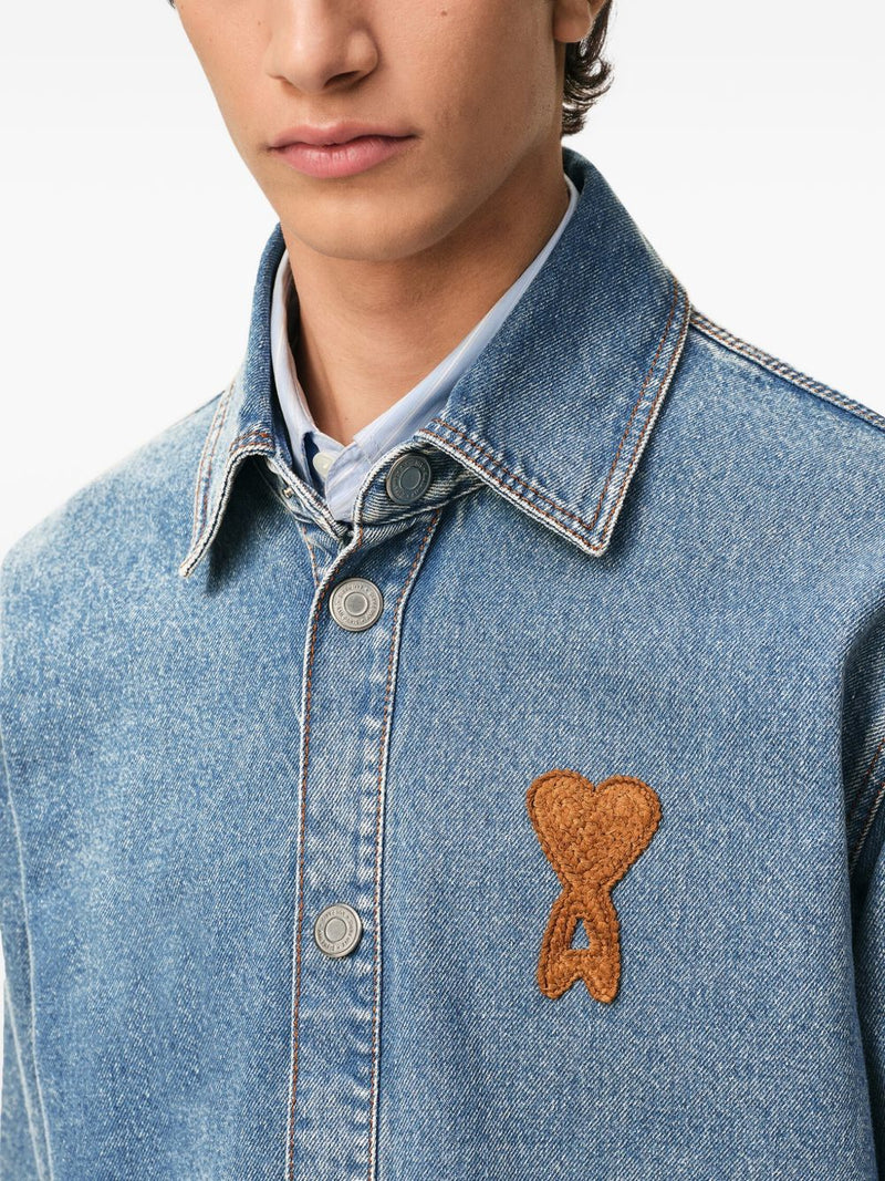 Ami Paris Ami De Coeur denim shirt | Urbalenti™ NYC