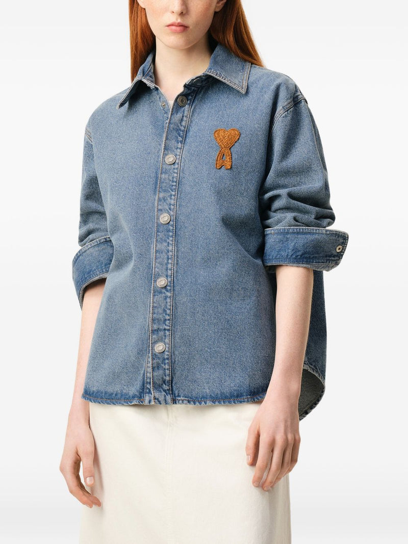 Ami Paris Ami De Coeur denim shirt | Urbalenti™ NYC