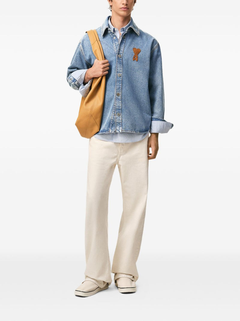 Ami Paris Ami De Coeur denim shirt | Urbalenti™ NYC