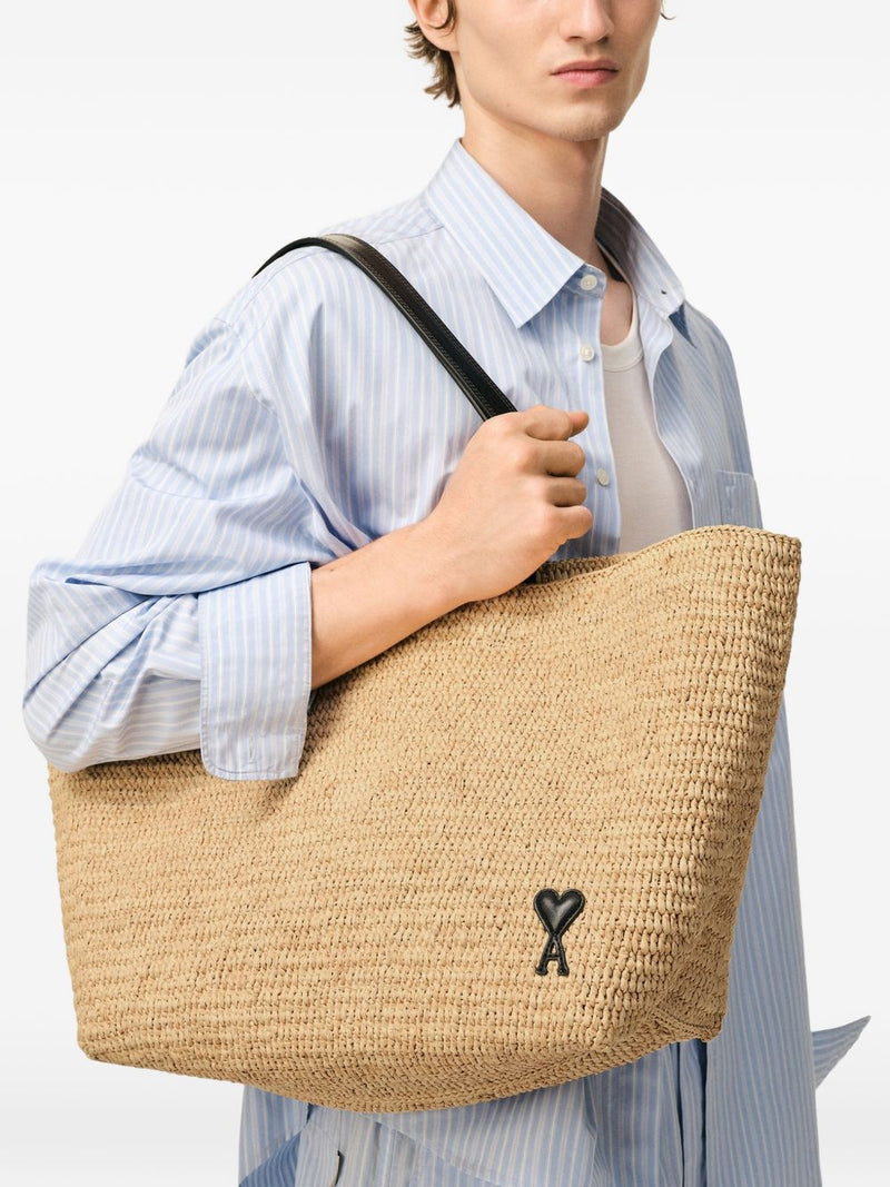 Ami Paris Natural Rafia Heartfriend Tote Bag - Raffia | Urbalenti | Urba... | Urbalenti™ NYC