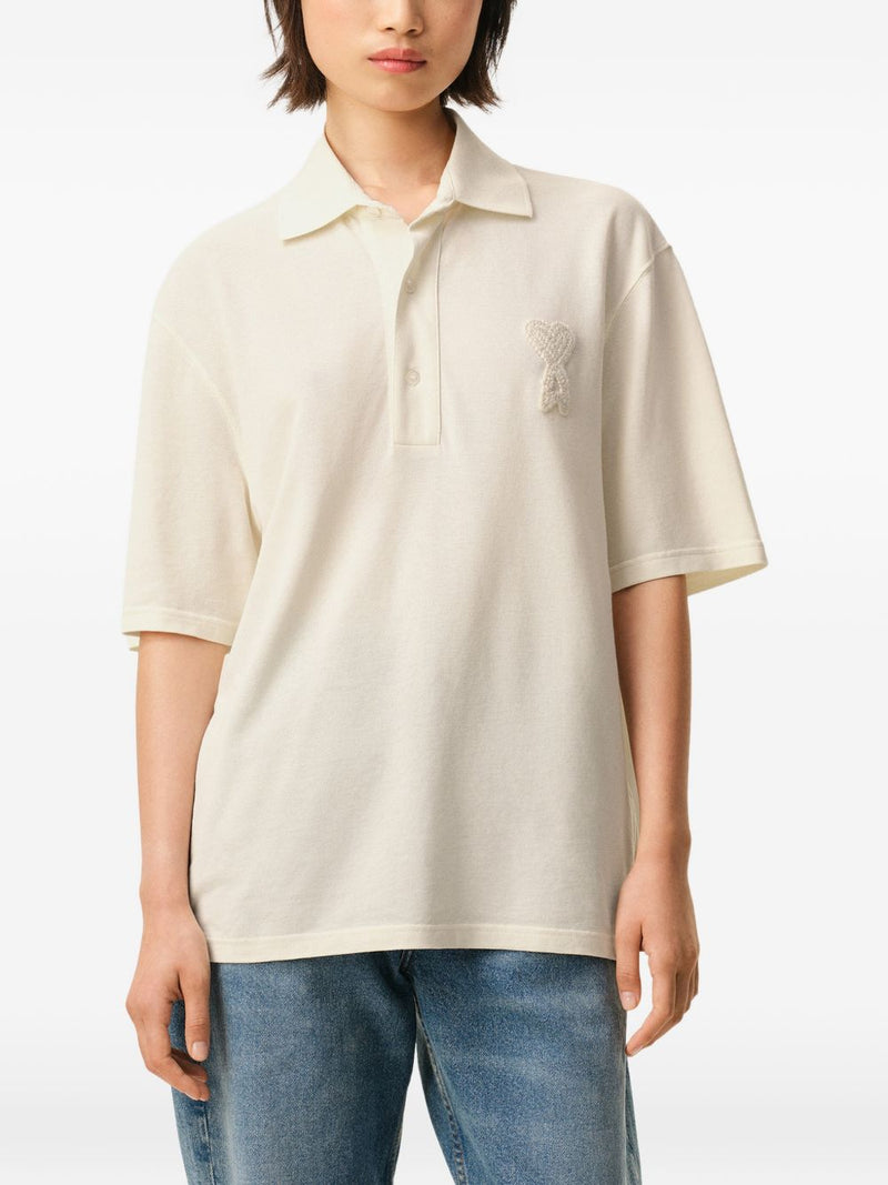 Ami Paris Ami De Coeur cotton polo shirt | Urbalenti™ NYC