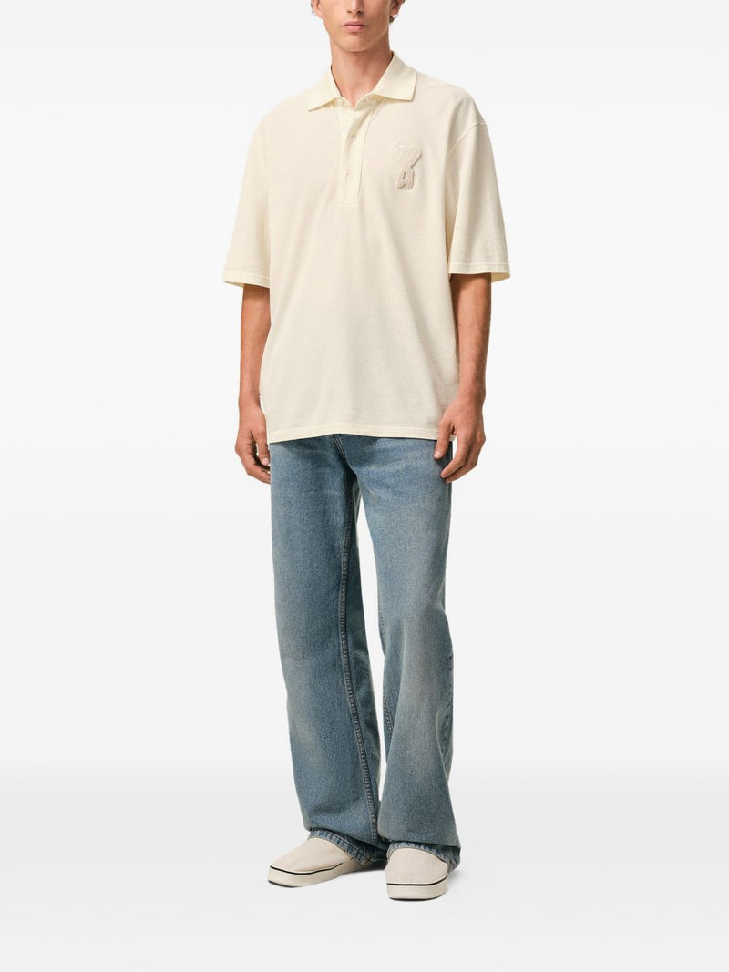 Ami Paris Ami De Coeur cotton polo shirt | Urbalenti™ NYC