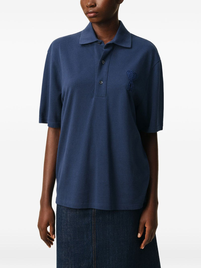 Ami Paris Ami De Coeur cotton polo shirt | Urbalenti™ NYC