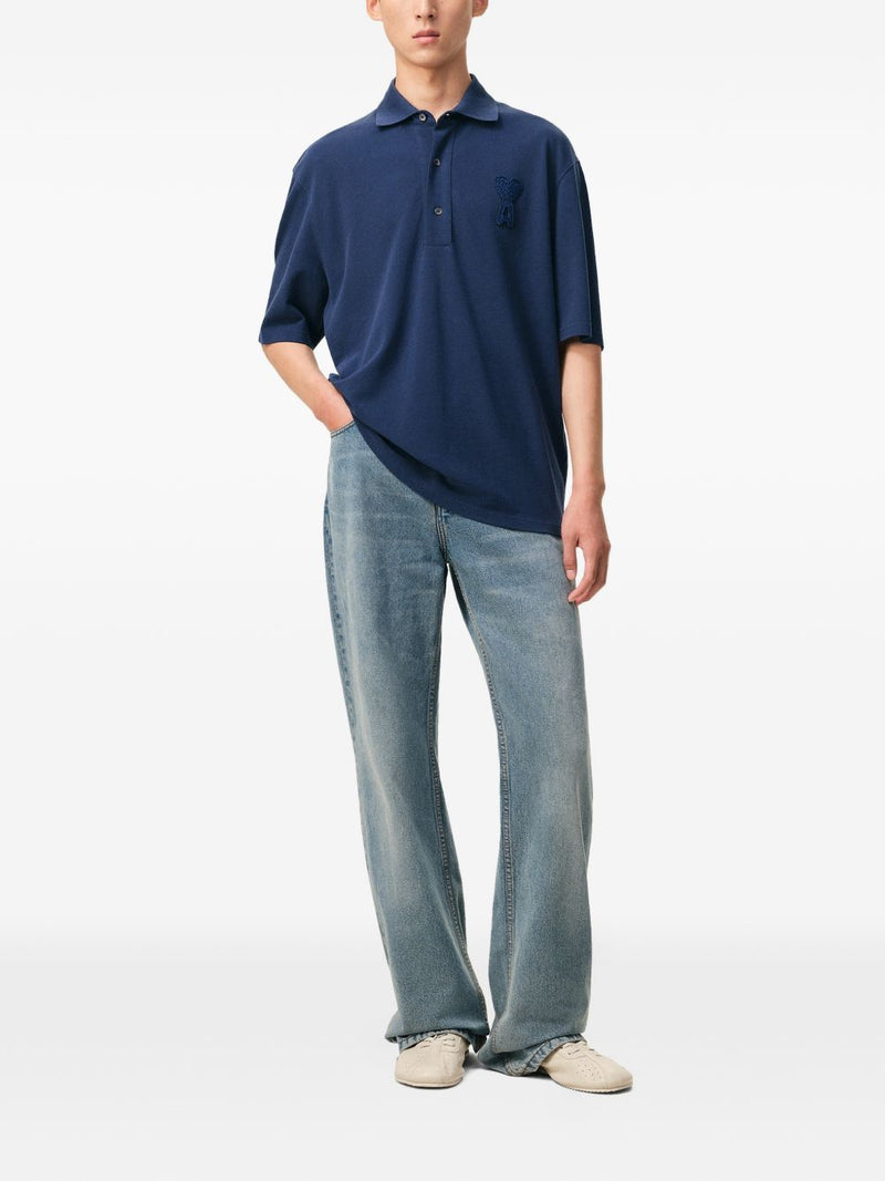 Ami Paris Ami De Coeur cotton polo shirt | Urbalenti™ NYC