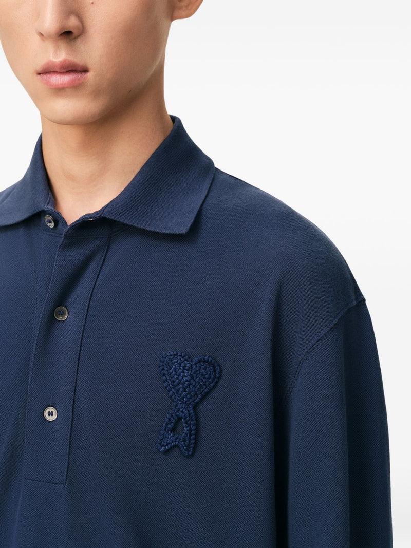 Ami Paris Ami De Coeur cotton polo shirt | Urbalenti™ NYC