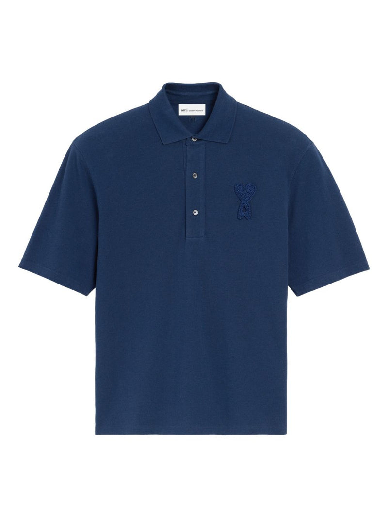 Ami Paris Ami De Coeur cotton polo shirt | Urbalenti™ NYC