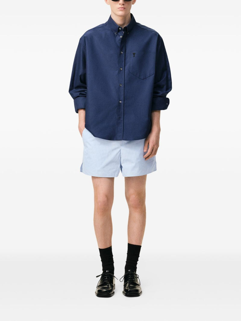 Ami Paris Striped cotton shorts | Urbalenti™ NYC