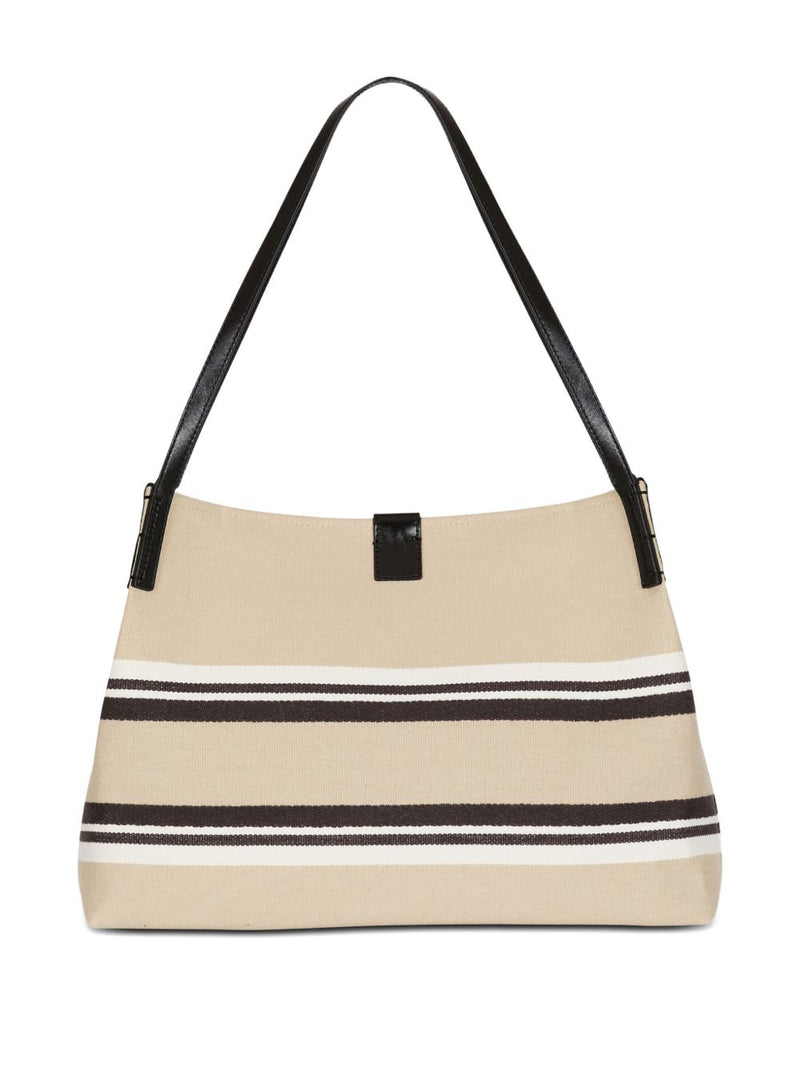 Balmain Balmain Medium Release Shopper Bag In Canvas And Calfskin