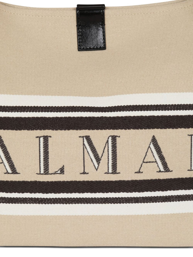 Balmain Balmain Medium Release Shopper Bag In Canvas And Calfskin
