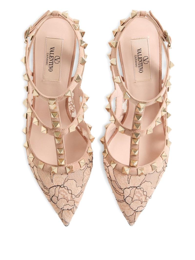 Valentino Garavani Valentino Garavani Rockstud Lace Pump With Straps 100Mm