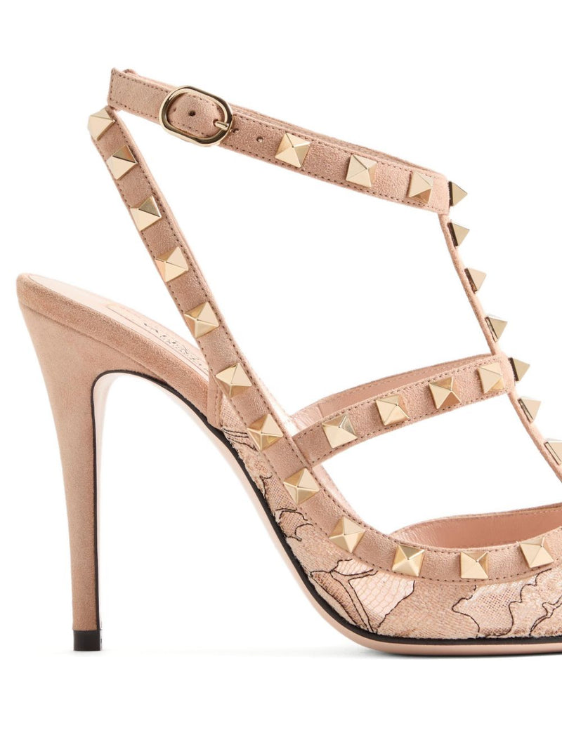 Valentino Garavani Valentino Garavani Rockstud Lace Pump With Straps 100Mm