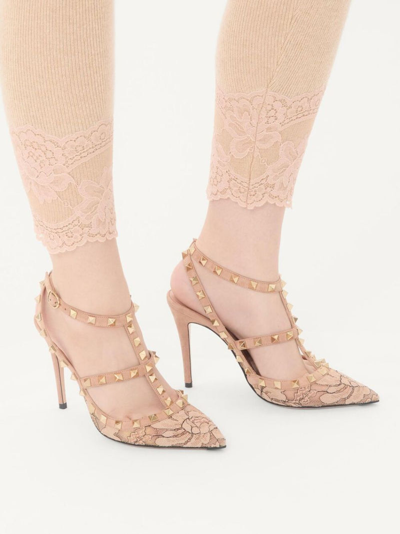 Valentino Garavani Valentino Garavani Rockstud Lace Pump With Straps 100Mm