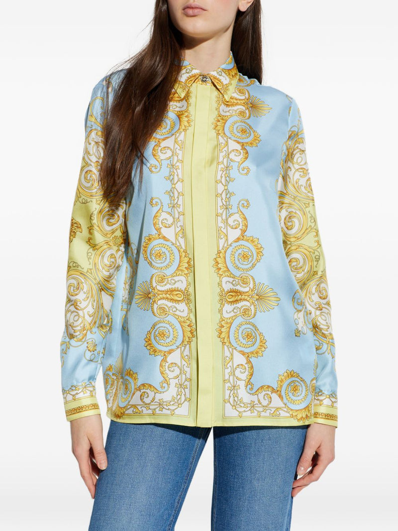 Versace Barocco print silk shirt | Urbalenti™ NYC