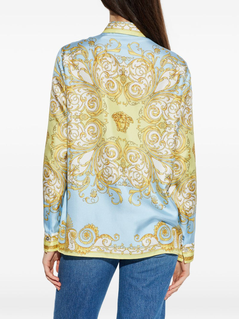 Versace Barocco print silk shirt | Urbalenti™ NYC