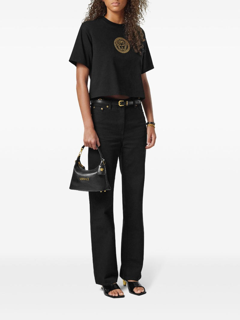 Versace Tag Hobo Bag In Nappa Leather | URBALENTI™