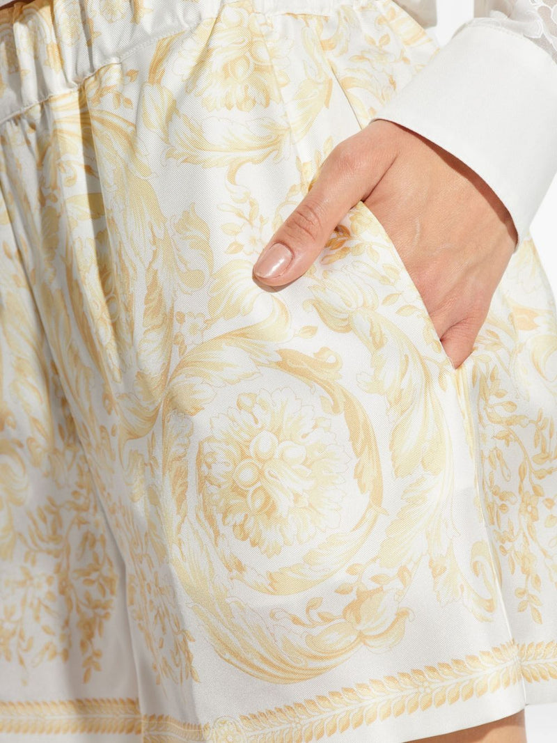 Versace Barocco print silk shorts | URBALENTI™