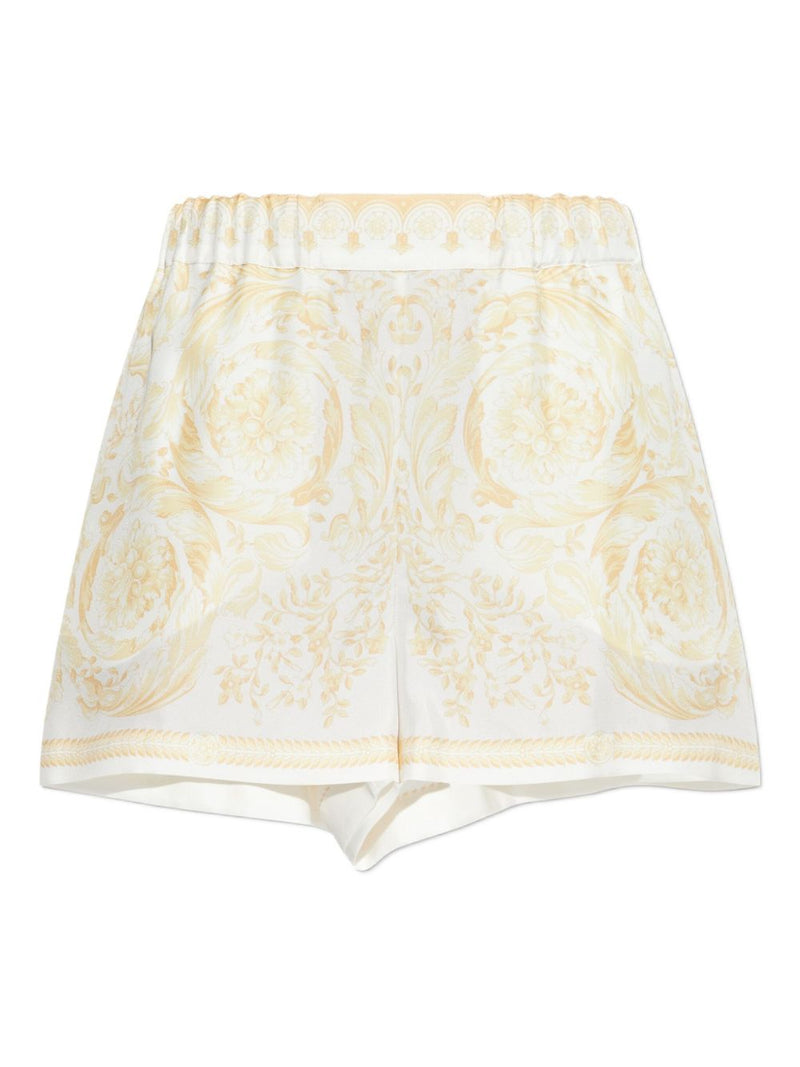 Versace Barocco print silk shorts | URBALENTI™