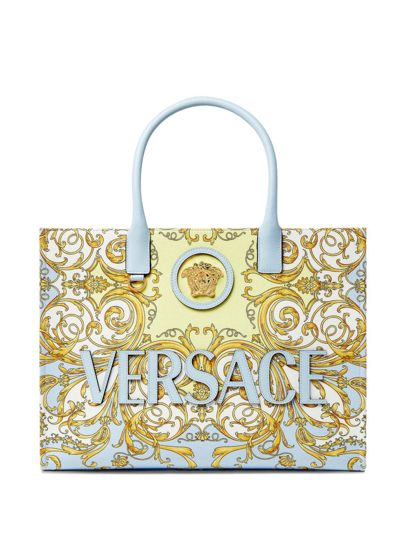 Versace La Medusa Printed Large Canvas Tote | Urbalenti™ NYC