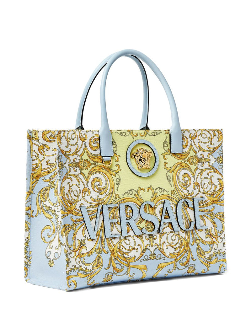 Versace La Medusa Printed Large Canvas Tote | Urbalenti™ NYC