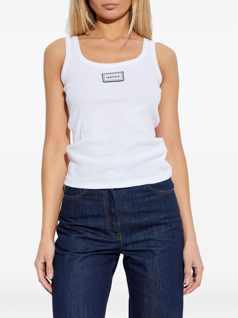 Versace Logo cotton tank top | URBALENTI™