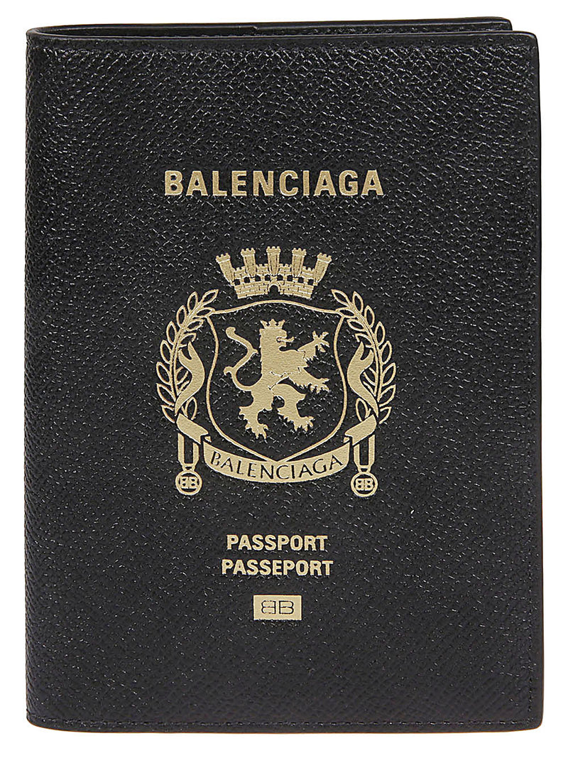 Balenciaga Logo leather passport case | Urbalenti™ NYC