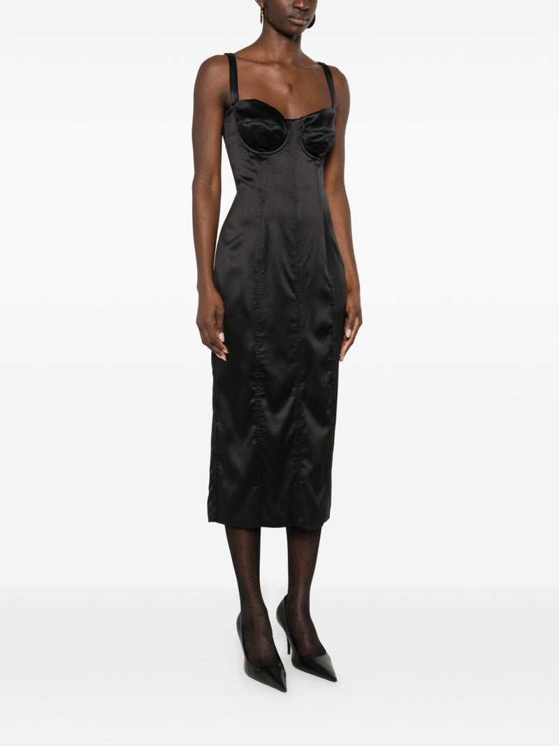 Dolce & Gabbana -black satin bustier midi dress | Urbalen... | Urbalenti™ NYC