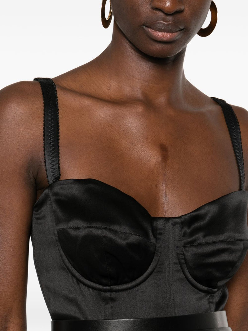 Dolce & Gabbana -black satin bustier midi dress | Urbalen... | Urbalenti™ NYC