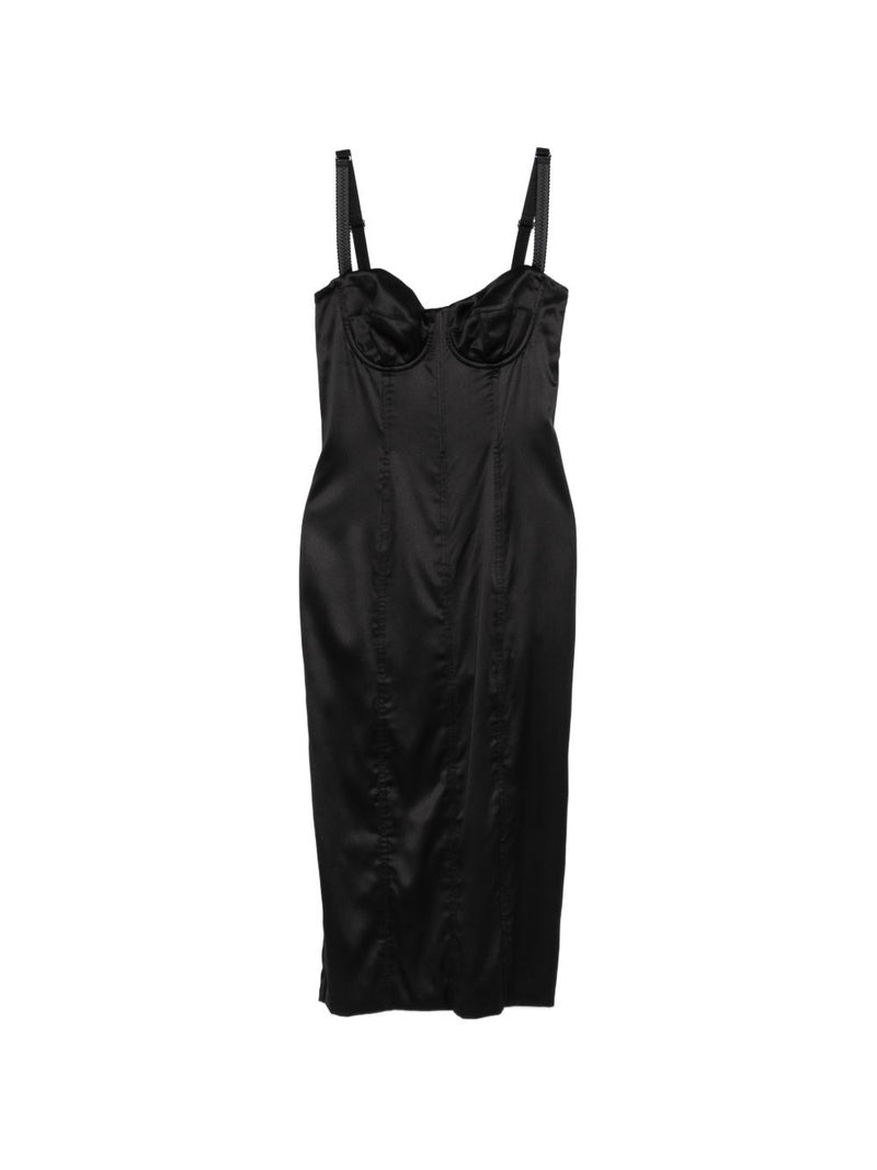 Dolce & Gabbana -black satin bustier midi dress | Urbalen... | Urbalenti™ NYC