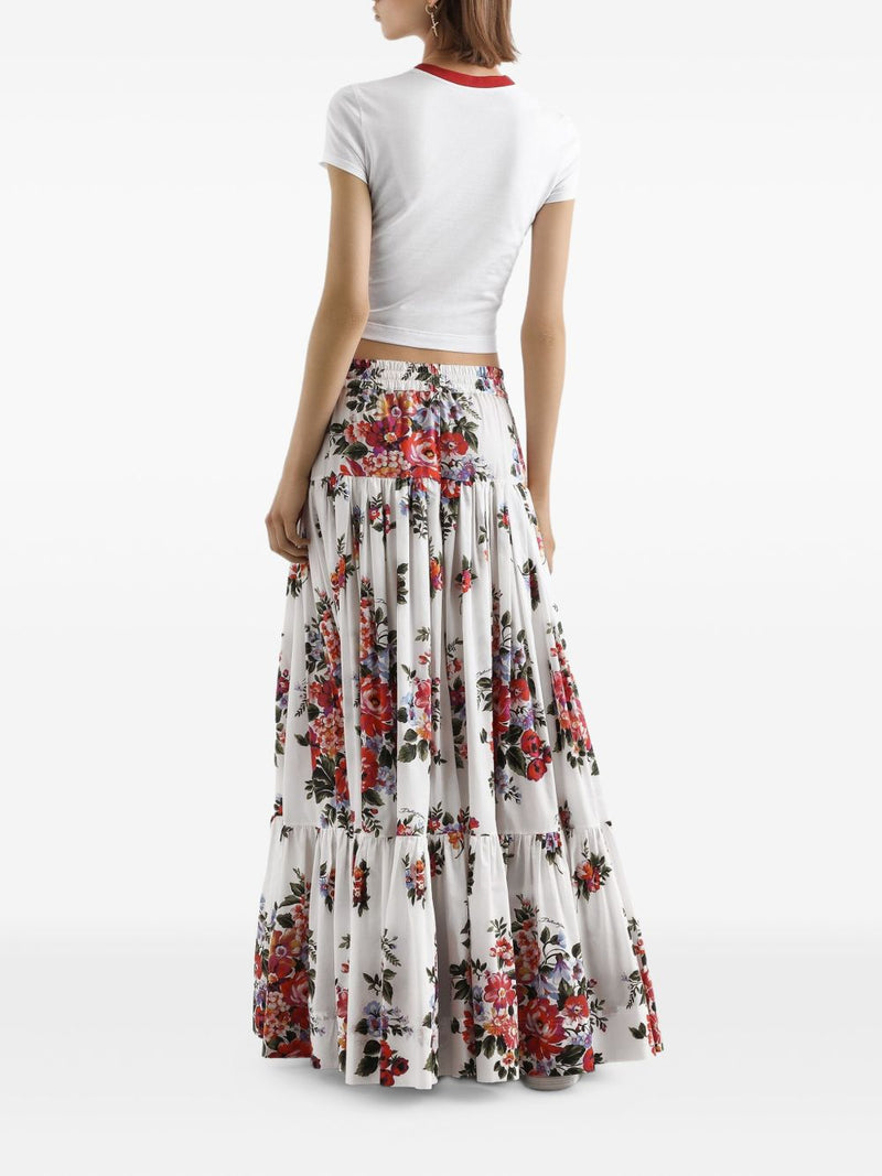 Dolce & Gabbana -Pleated tiered floral-print cotton-popli... | Urbalenti™ NYC