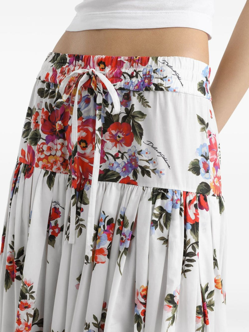 Dolce & Gabbana -Pleated tiered floral-print cotton-popli... | Urbalenti™ NYC