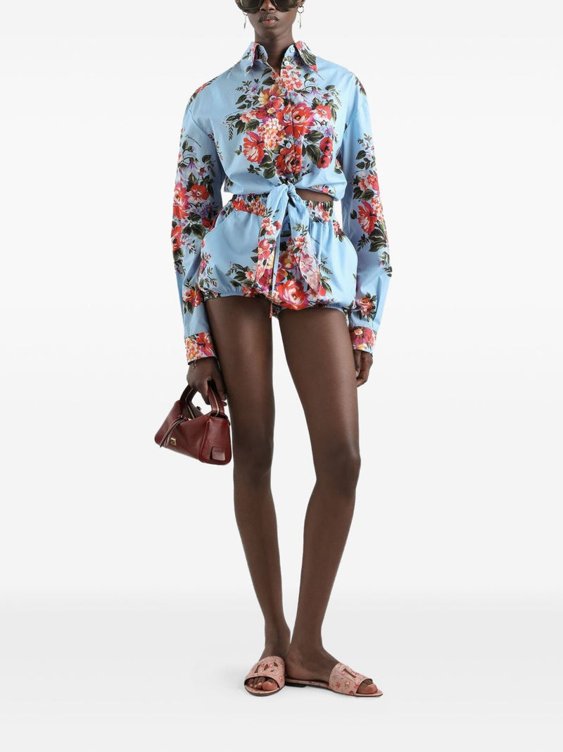 Dolce & Gabbana -Floral cropped cotton shirt | Urbalenti™... | Urbalenti™ NYC