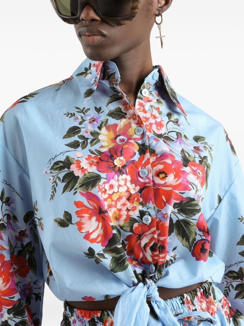 Dolce & Gabbana -Floral cropped cotton shirt | Urbalenti™... | Urbalenti™ NYC