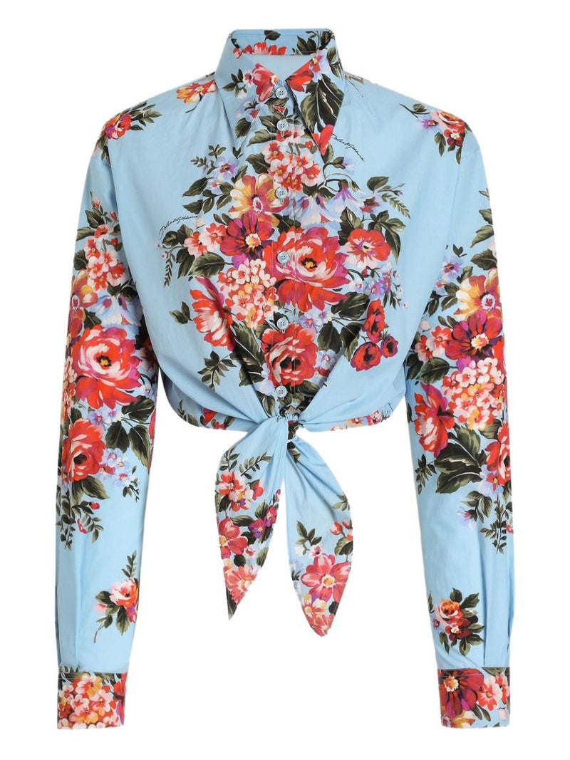 Dolce & Gabbana -Floral cropped cotton shirt | Urbalenti™... | Urbalenti™ NYC