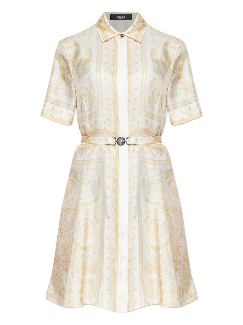 Versace Versace Barocco print silk shirtdress