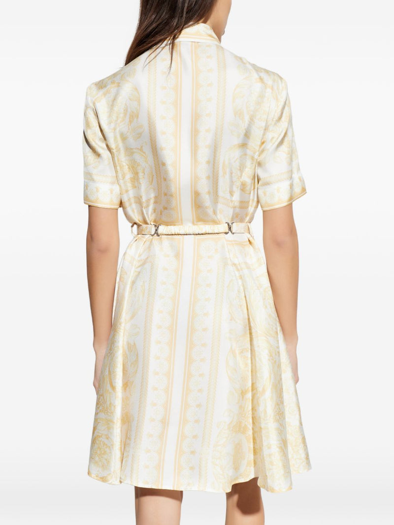 Versace Versace Barocco print silk shirtdress