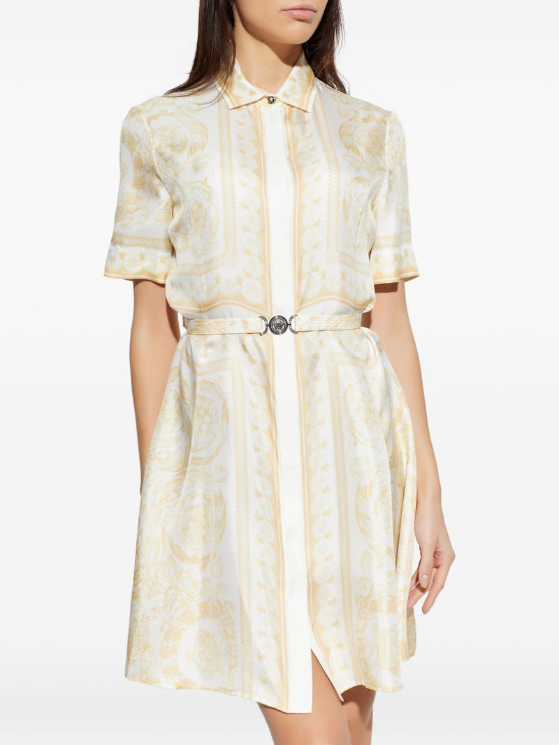 Versace Versace Barocco print silk shirtdress