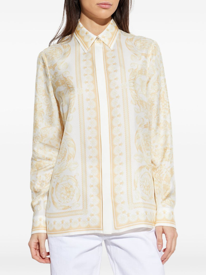 Versace Barocco print silk shirt | Urbalenti™ NYC
