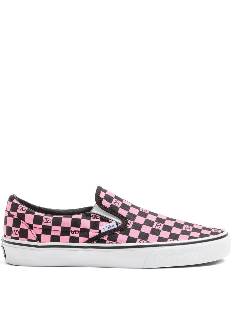 VALENTINO GARAVANI X VANS Classic Slip-On Checkerboard Shoes - Pink Canvas | Urbalenti™ NYC