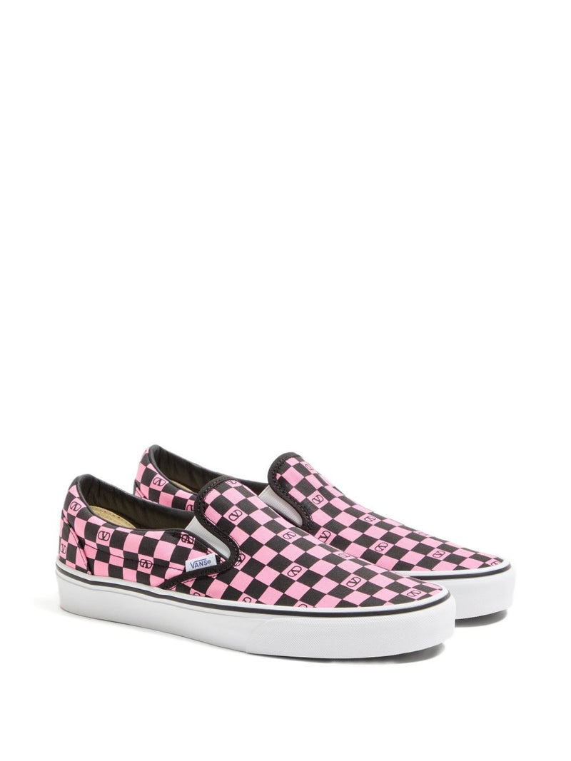 VALENTINO GARAVANI X VANS Classic Slip-On Checkerboard Shoes - Pink Canvas | Urbalenti™ NYC