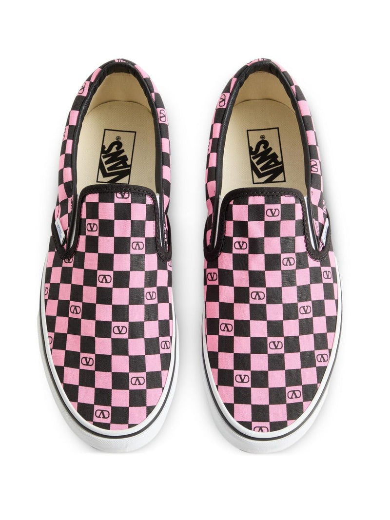 VALENTINO GARAVANI X VANS Classic Slip-On Checkerboard Shoes - Pink Canvas | Urbalenti™ NYC