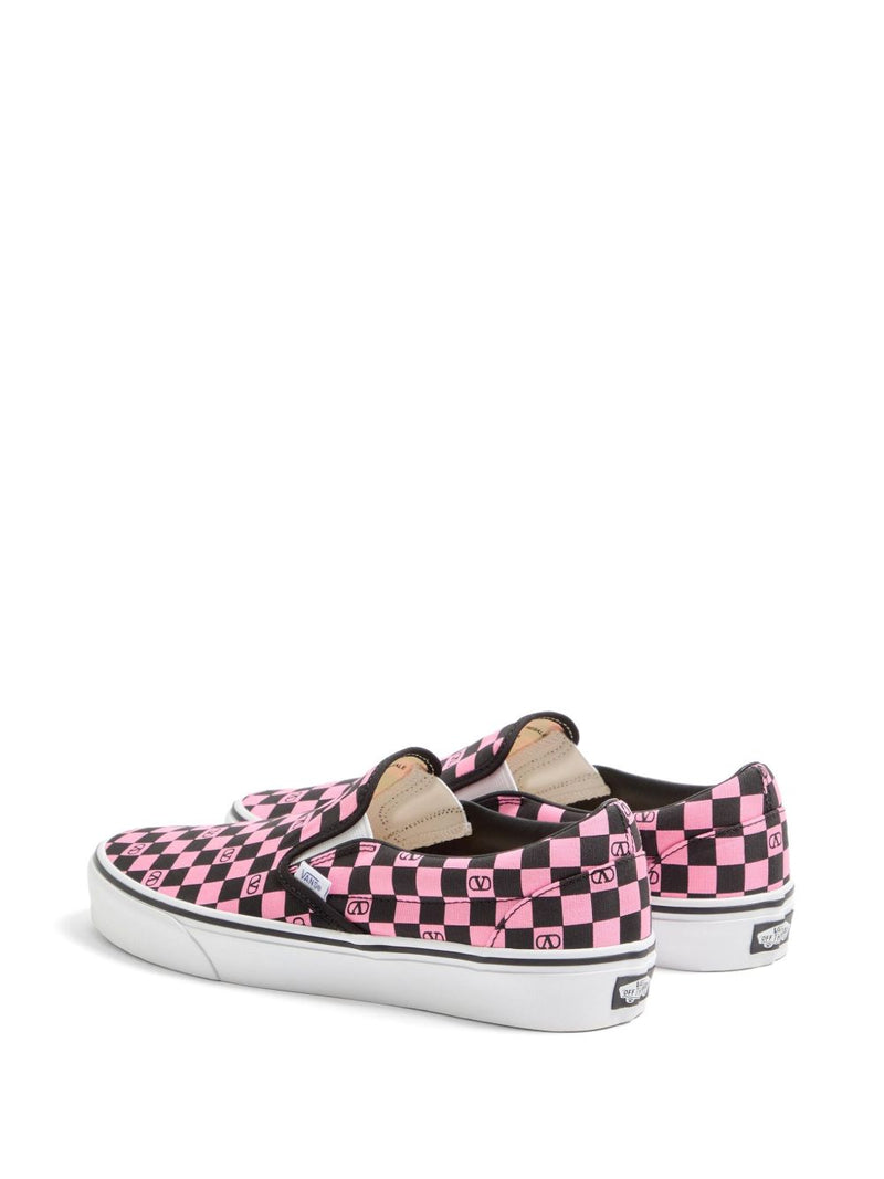 VALENTINO GARAVANI X VANS Classic Slip-On Checkerboard Shoes - Pink Canvas | Urbalenti™ NYC