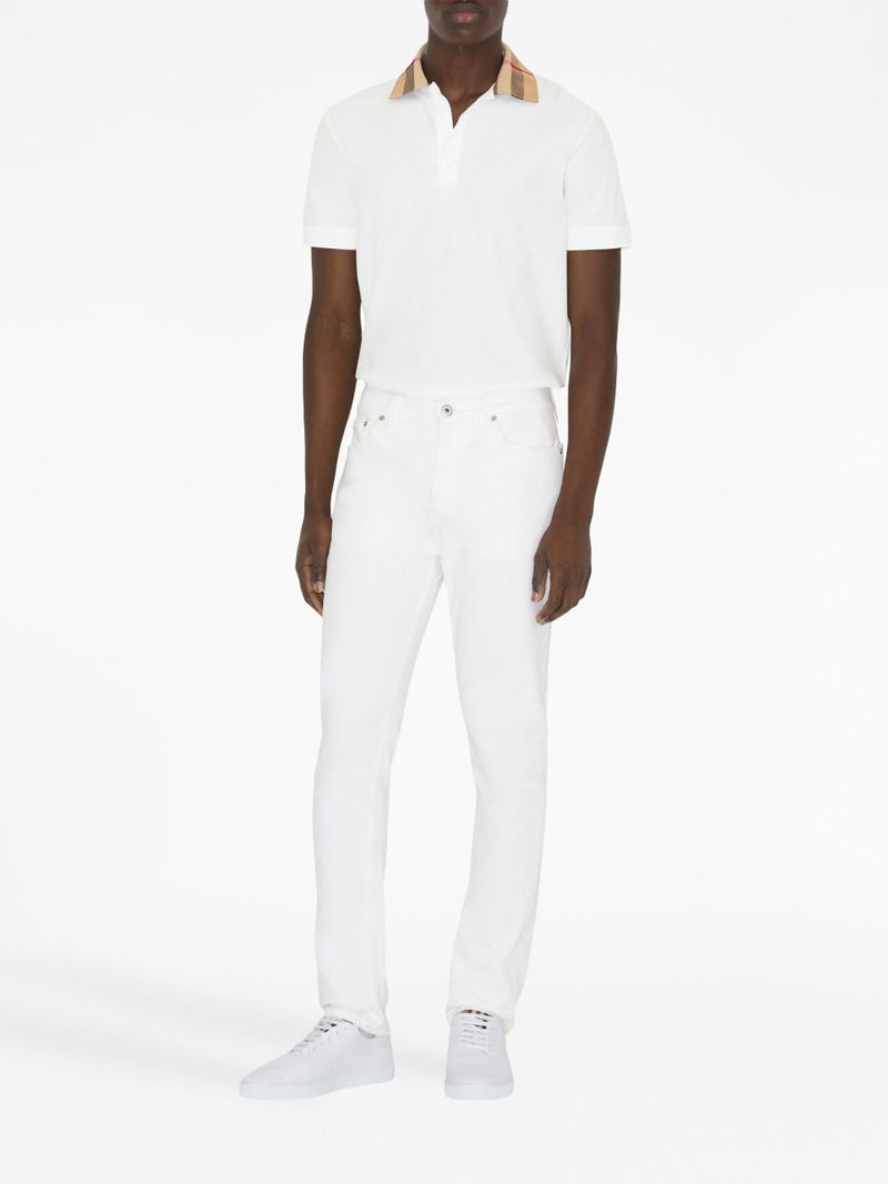 Burberry Check collar cotton polo shirt | Urbalenti™ NYC