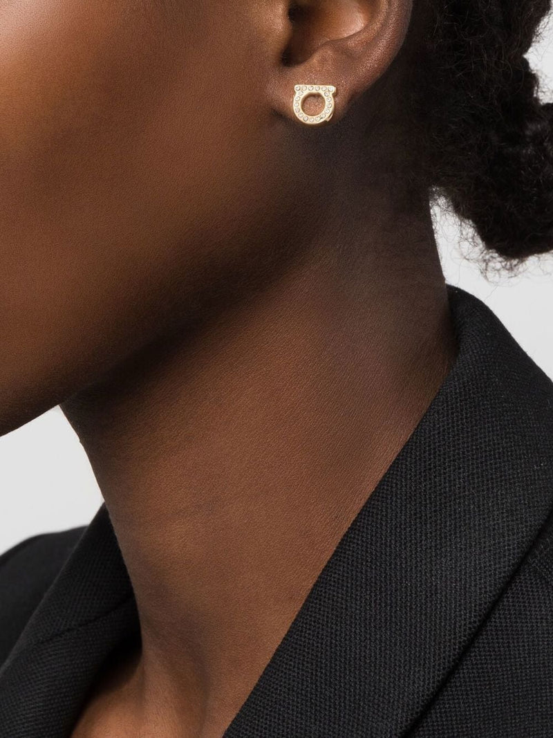 Ferragamo Gancini Crystals Earrings | Urbalenti™ NYC